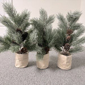 Pine tree decor.  Set of 3.  17 inches.